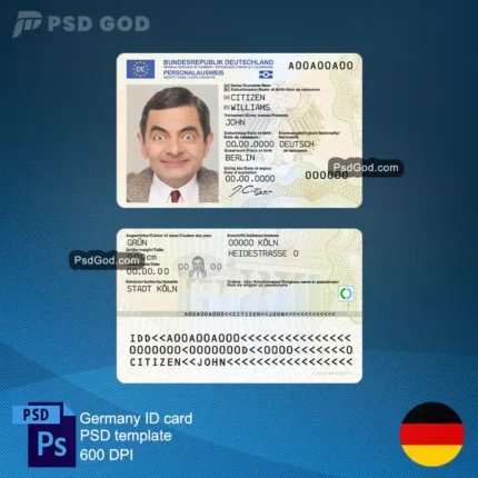 Germany fake ID card psd template- PSD-Vorlage für gefälschten deutschen Personalausweis - Buy Germany fake ID card vector