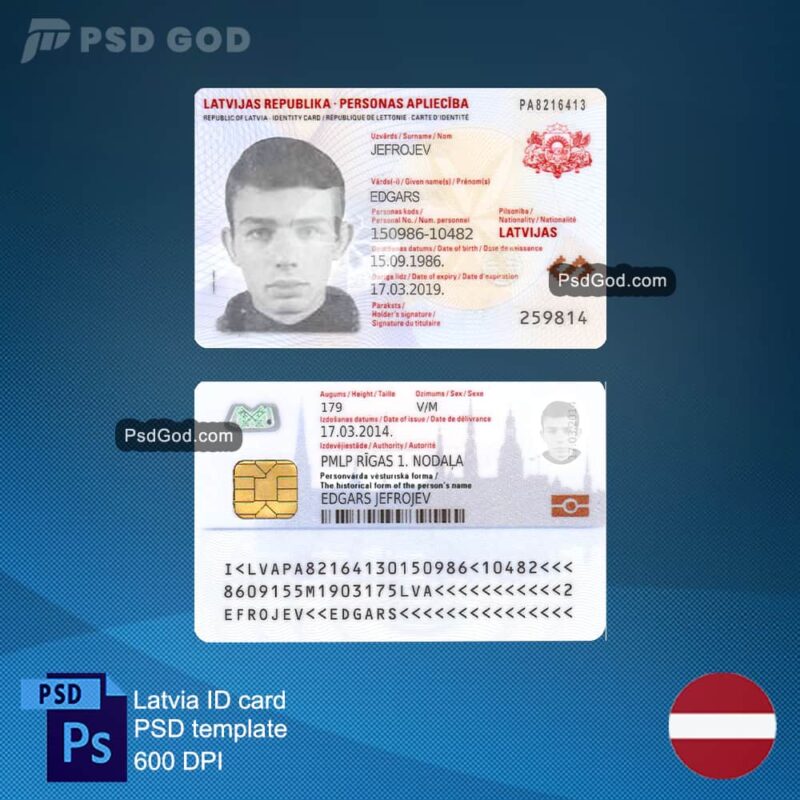 Latvia fake ID card psd template - Latvijas viltotas ID kartes psd veidne - buy Latvia fake ID card vector