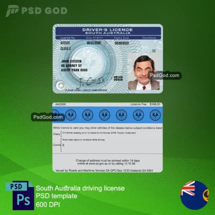 South austarlia fake driving license psd template - Modello psd patente di guida falsa dell'australia meridionale - South austarlian fake driving license psd template