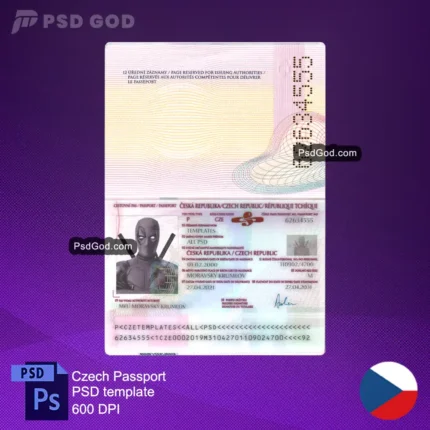 buy or download Czech fake passport psd template Šablona českého falešného pasu psd free download fake czech passport vector file