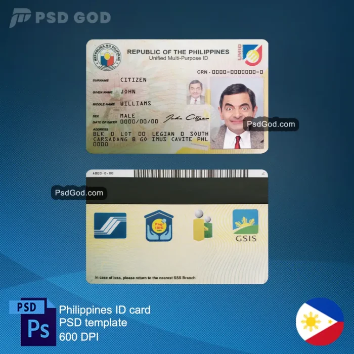 buy Philippines fake ID card psd template - Philippines pekeng ID card psd template - download fake philippines IDcard vector file