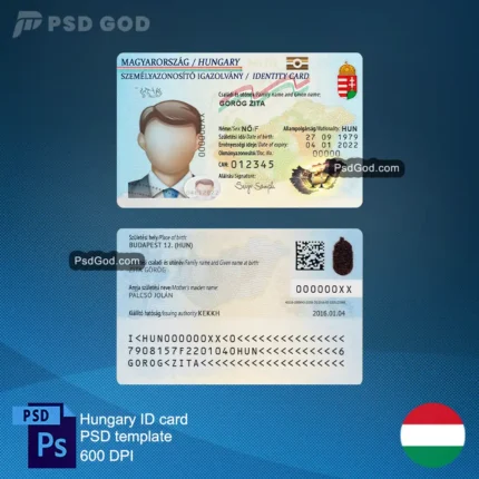 Buy or Download Hungary fake ID card psd template - Magyarország hamis személyi igazolvány psd sablon - buy or Download fake Hungarian idcard vector file - Töltsön le hamis magyar idcard vektor fájlt -