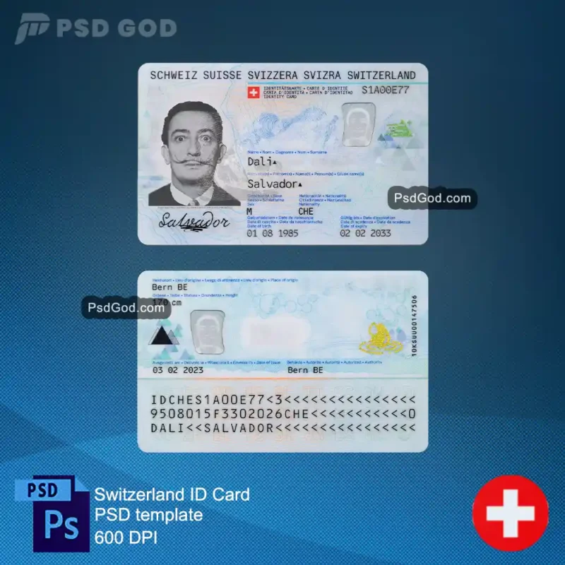 switzerland id card psd template - Switzerland ID Card in psd template
