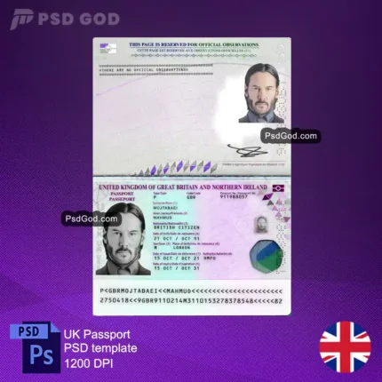 UK passport psd template- FUnited Kingdom passport template